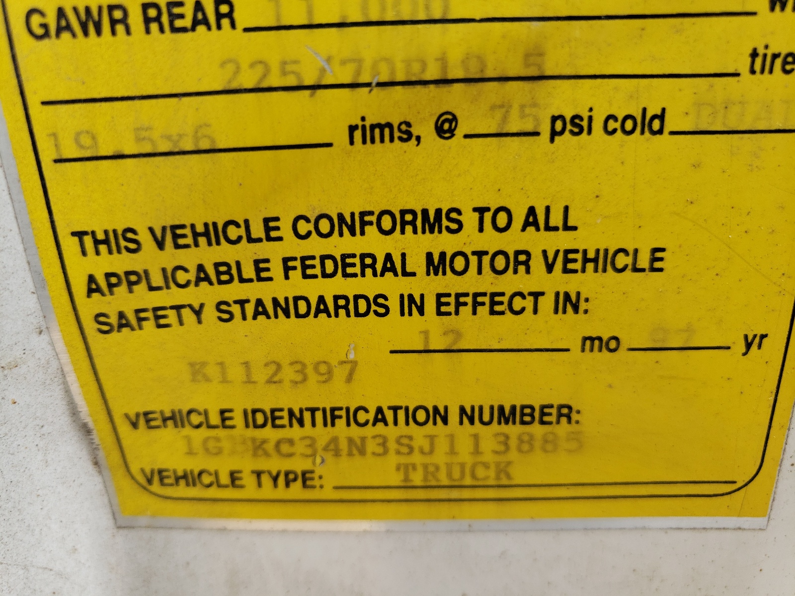 1GBKC34F9RJ112002 1994 Chevrolet Gmt-400 C3500-Hd