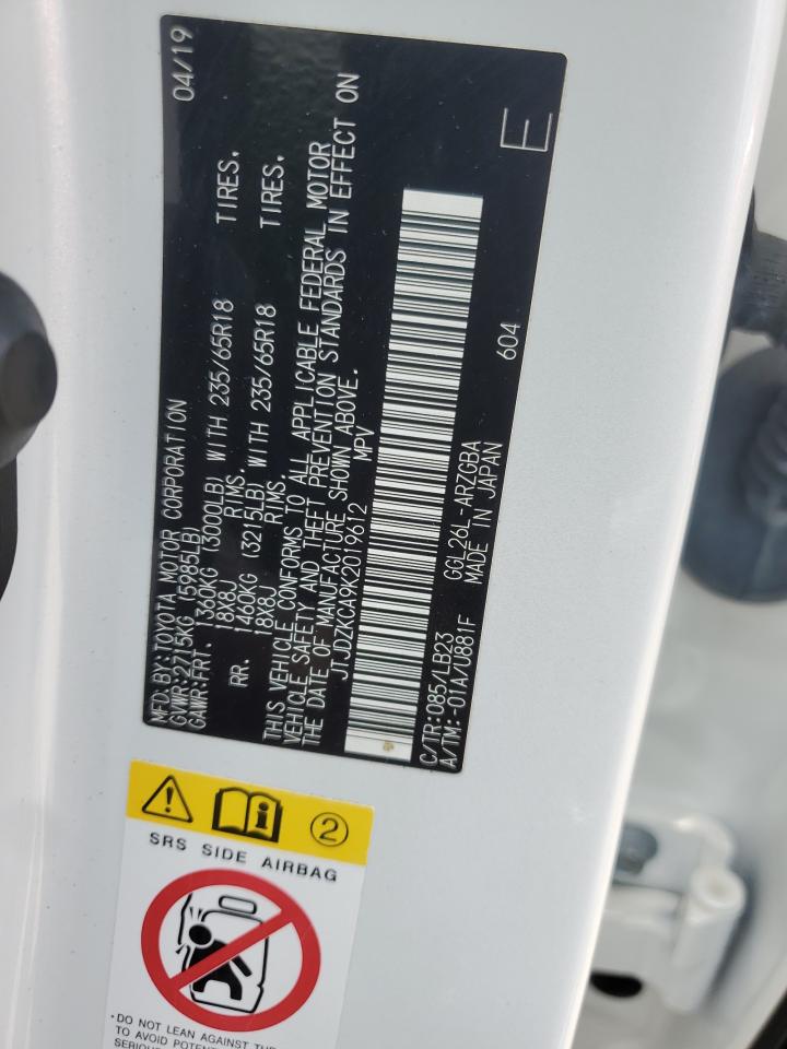 2019 Lexus Rx 350 L VIN: JTJDZKCA9K2019612 Lot: 64444864