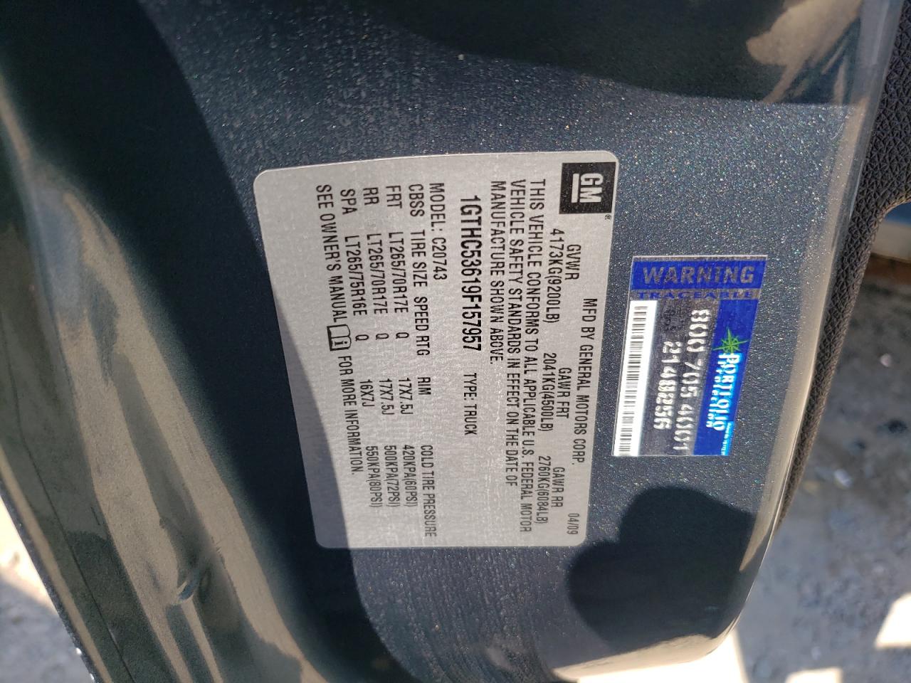 2009 GMC Sierra C2500 Sle VIN: 1GTHC53619F157957 Lot: 62909624