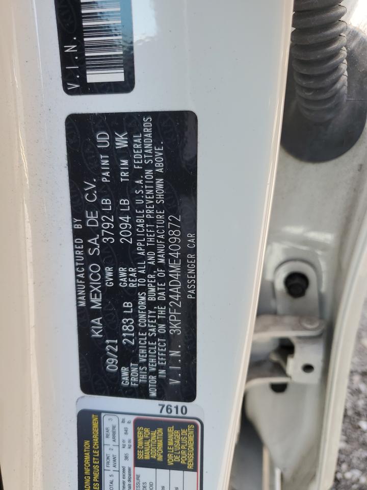 2021 Kia Forte Fe VIN: 3KPF24AD4ME409872 Lot: 62681944