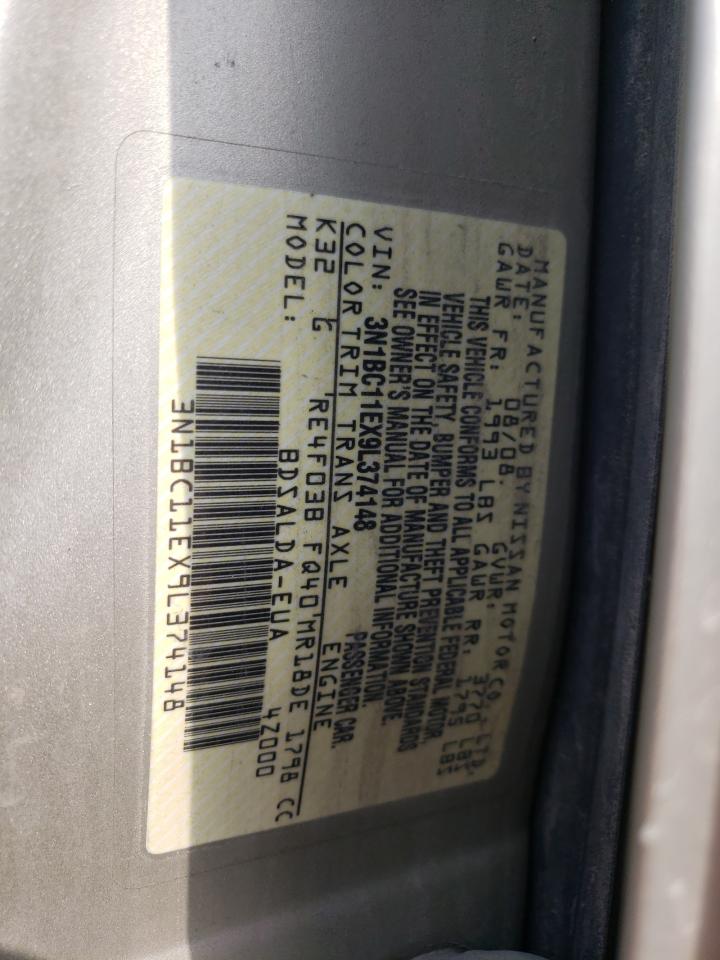 2009 Nissan Versa S VIN: 3N1BC11EX9L374148 Lot: 62691914