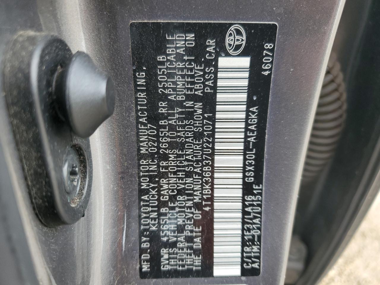 4T1BK36B37U221071 2007 Toyota Avalon Xl