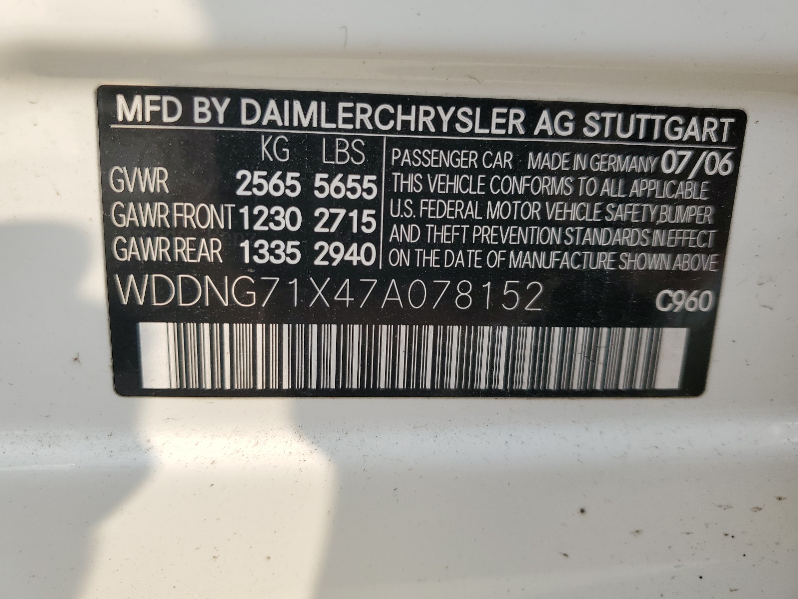 WDDNG71X47A078152 2007 Mercedes-Benz S 550