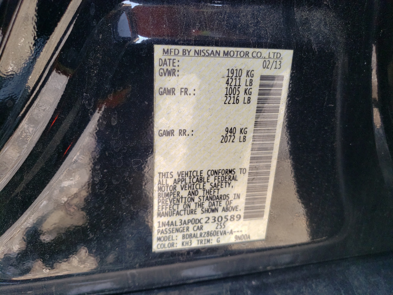1N4AL3AP0DC230589 2013 Nissan Altima 2.5