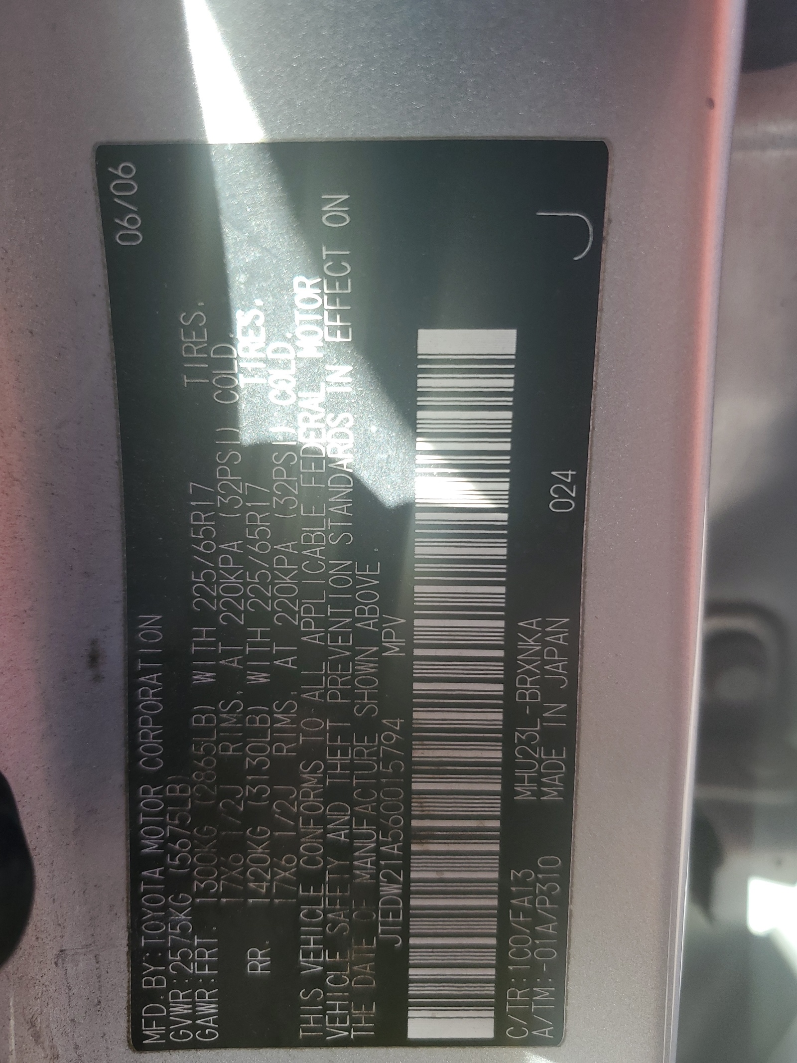 JTEDW21A560015794 2006 Toyota Highlander Hybrid