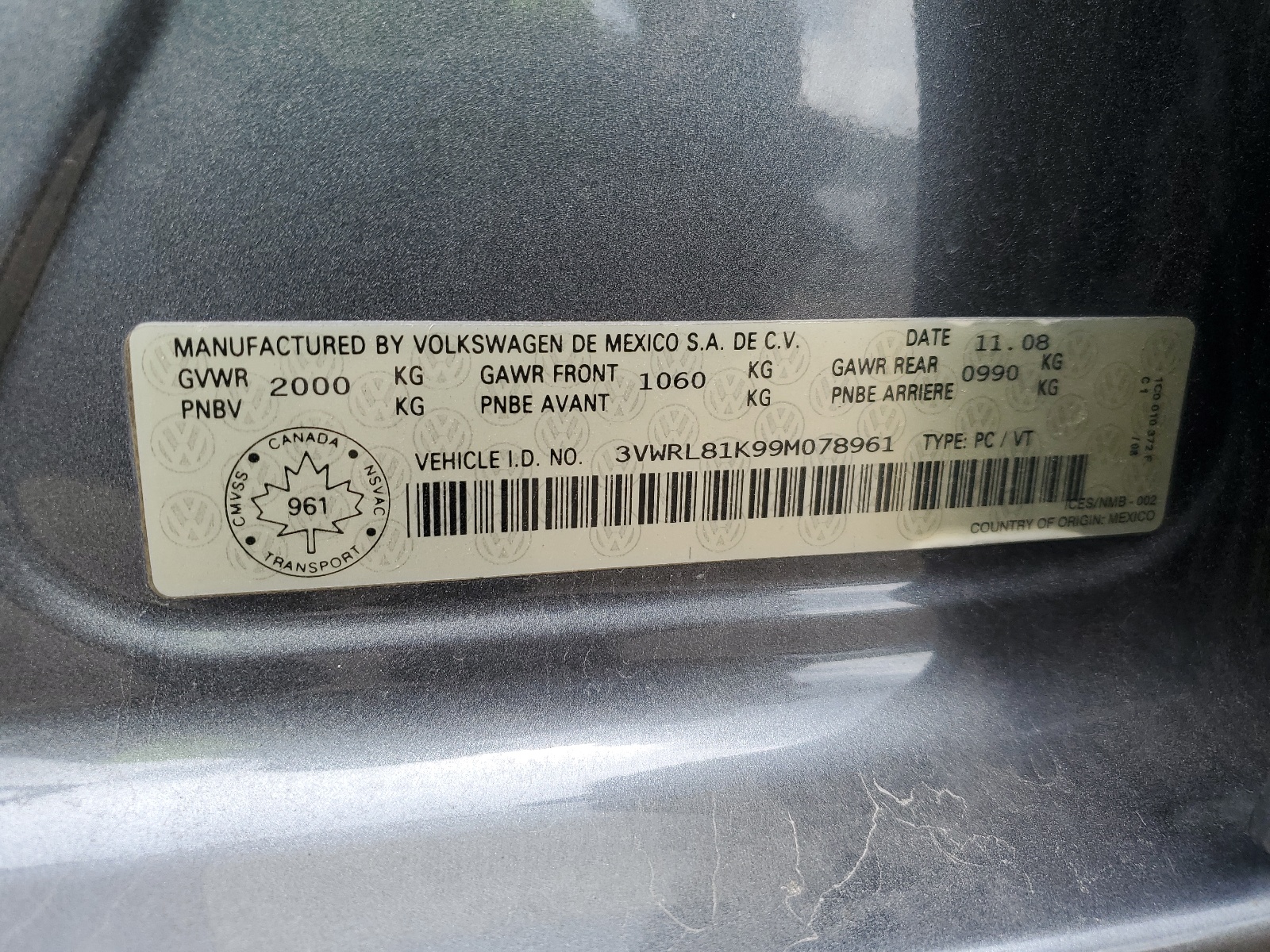 3VWRL81K99M078961 2009 Volkswagen Jetta Tdi