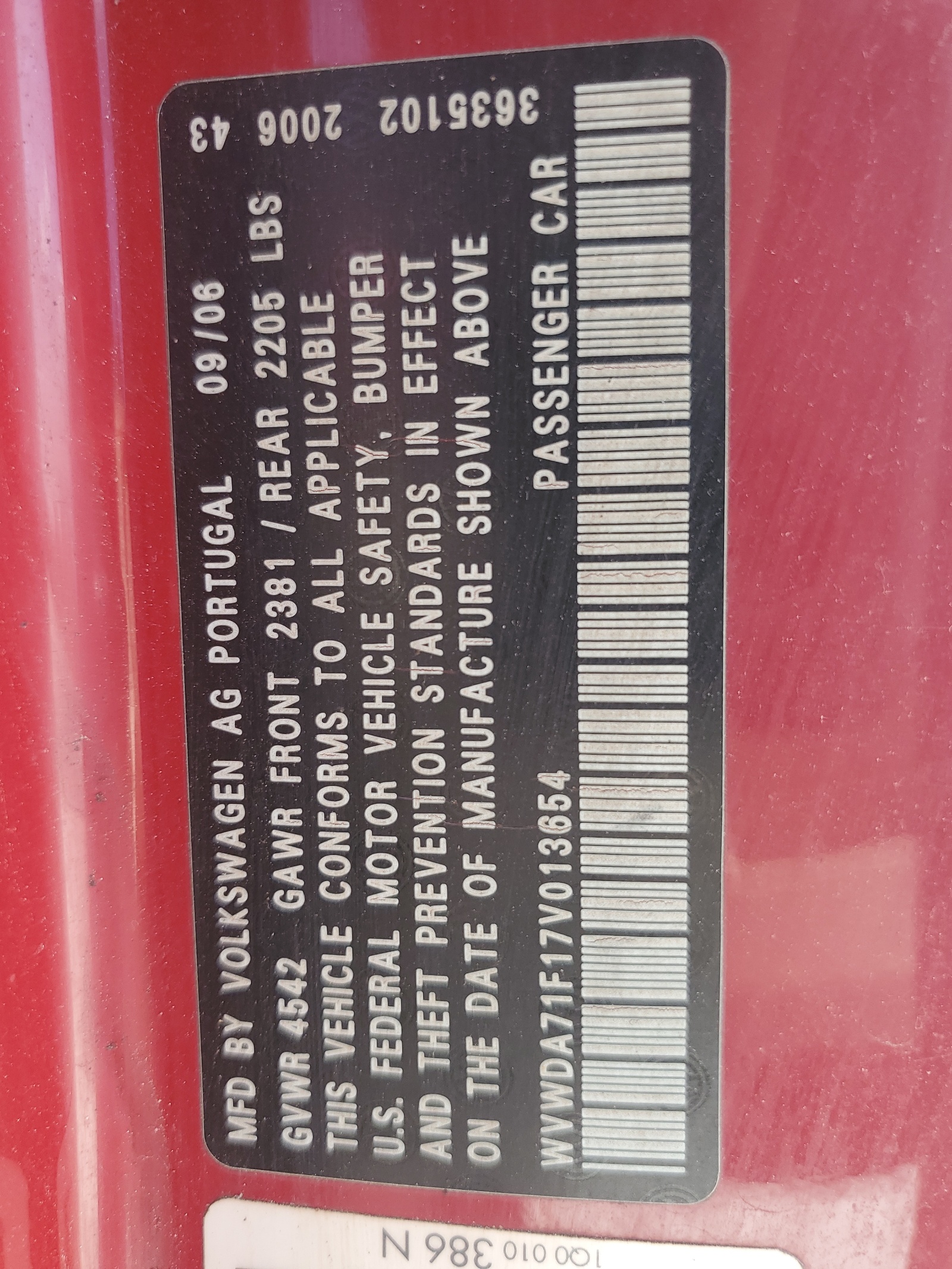 WVWDA71F17V013654 2007 Volkswagen Eos 2.0T Sport