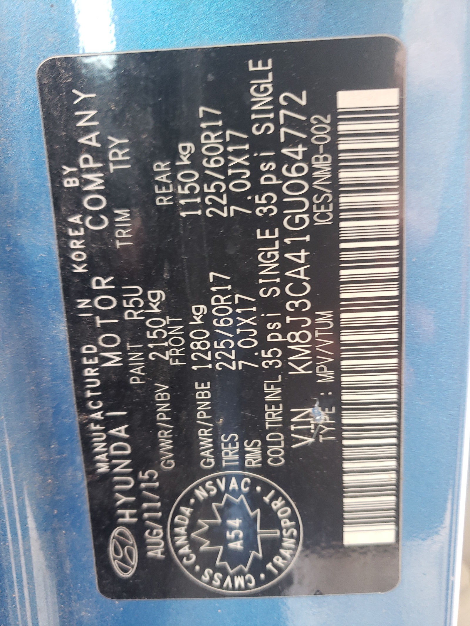 KM8J3CA41GU064772 2016 Hyundai Tucson Limited