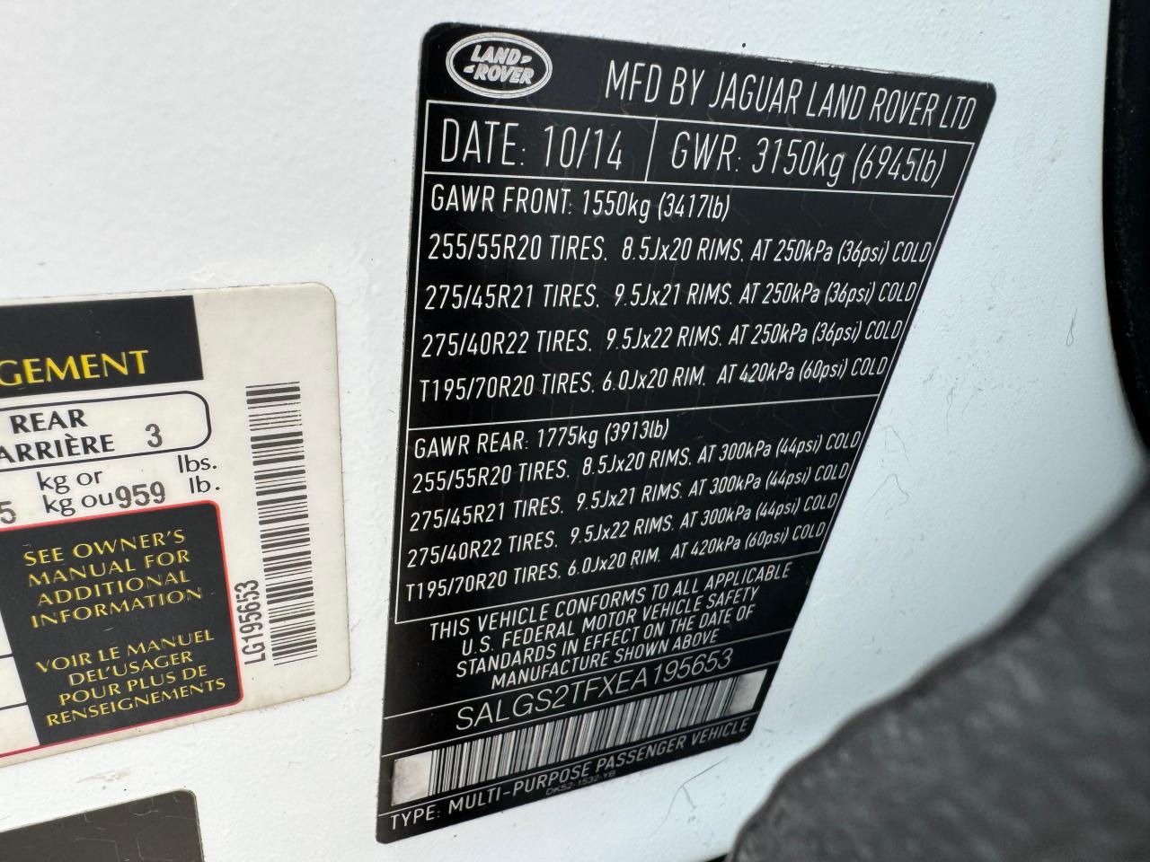 2014 Land Rover Range Rover Supercharged VIN: SALGS2TFXEA195653 Lot: 65270584