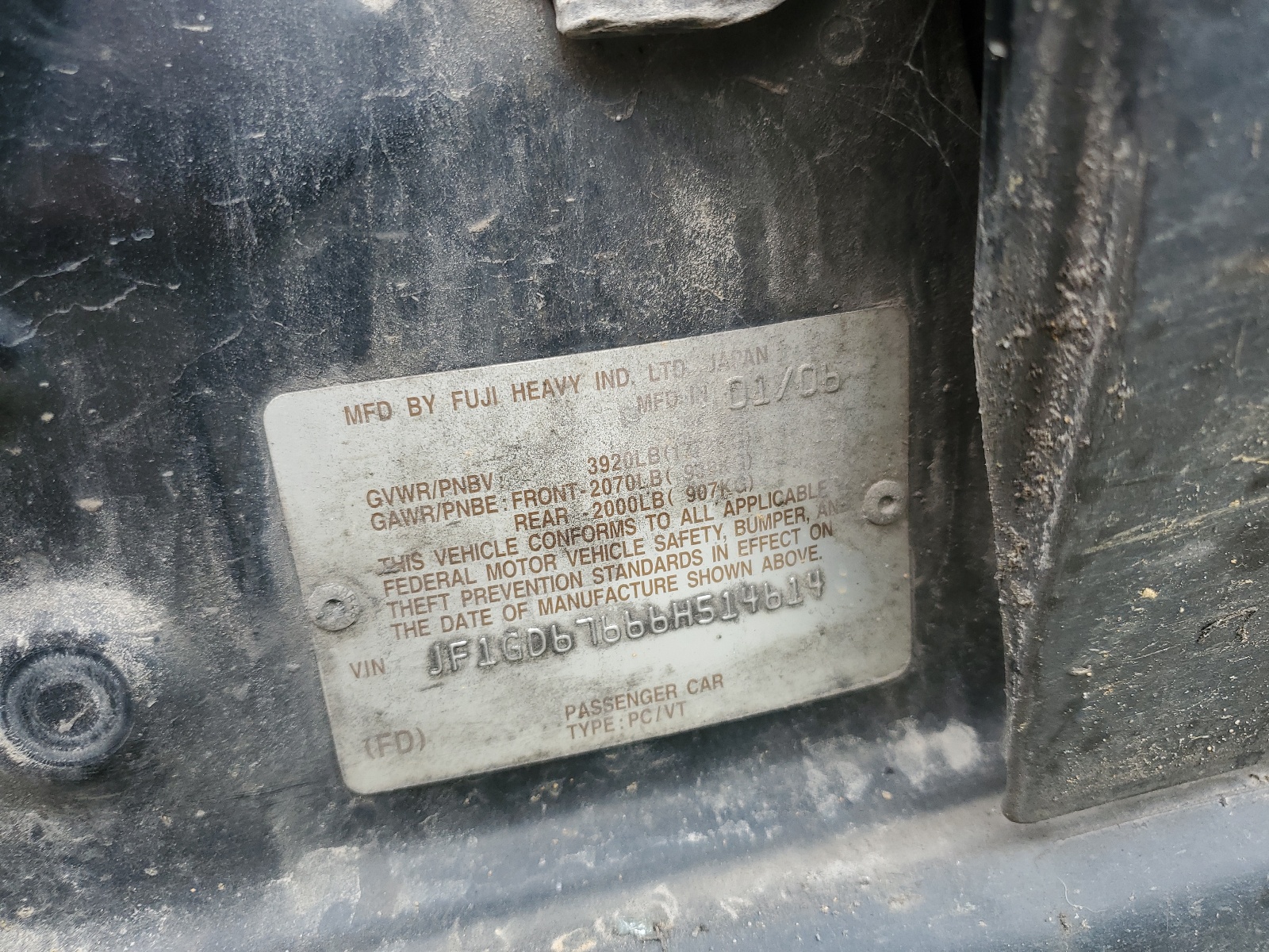 JF1GD67666H514614 2006 Subaru Impreza 2.5I