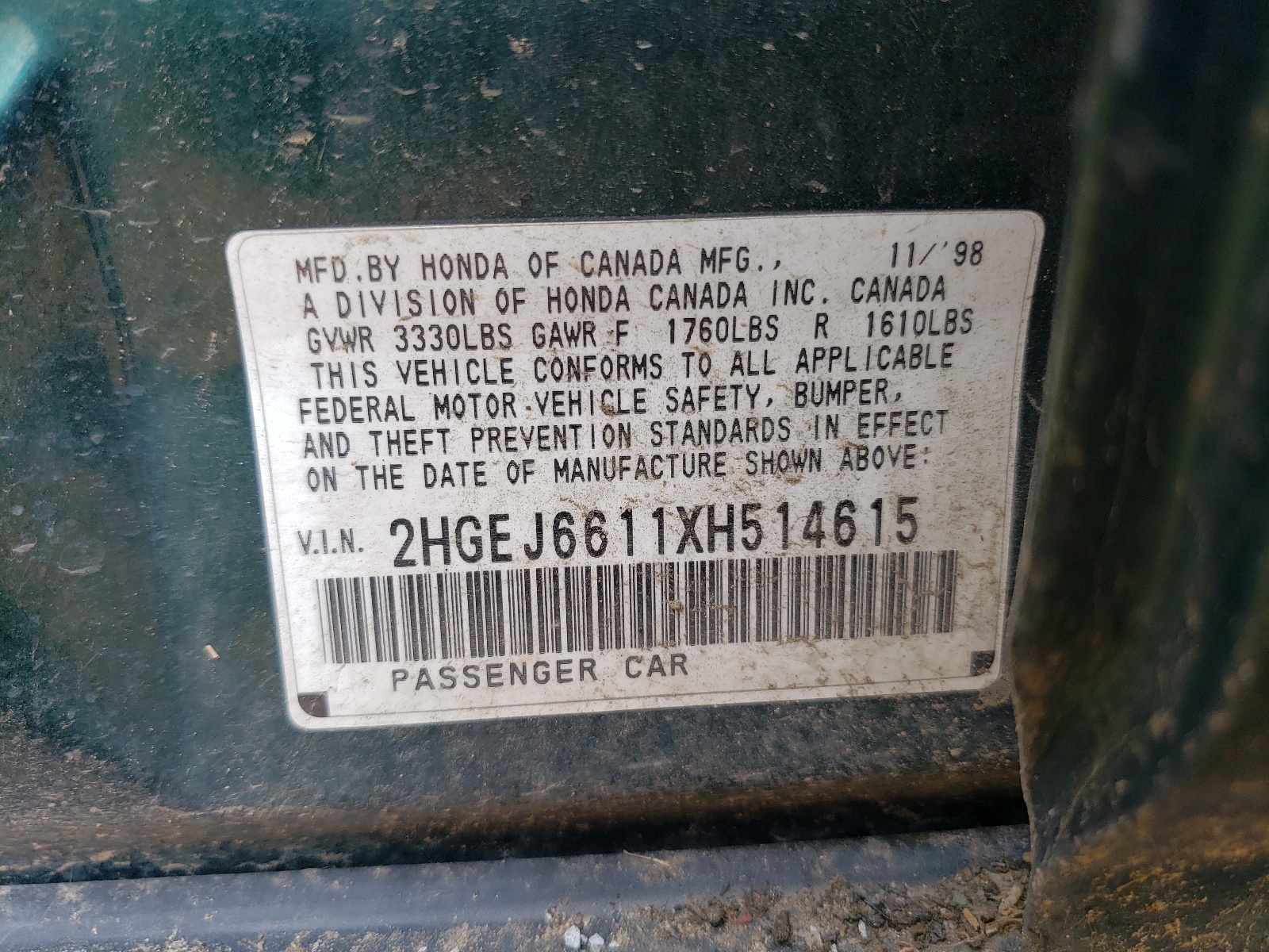 2HGEJ6611XH514615 1999 Honda Civic Base