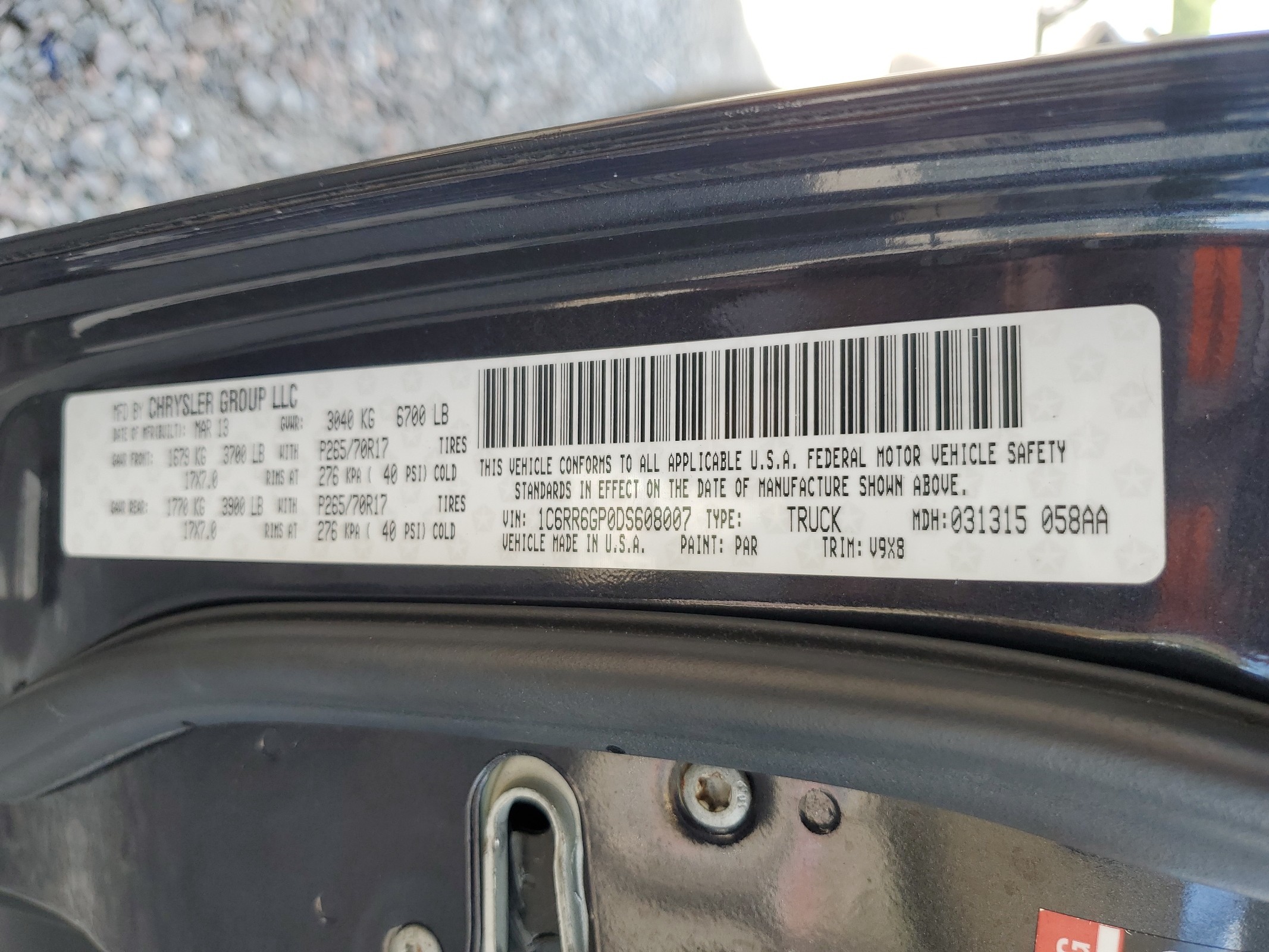 1C6RR6GP0DS608007 2013 Ram 1500 Slt