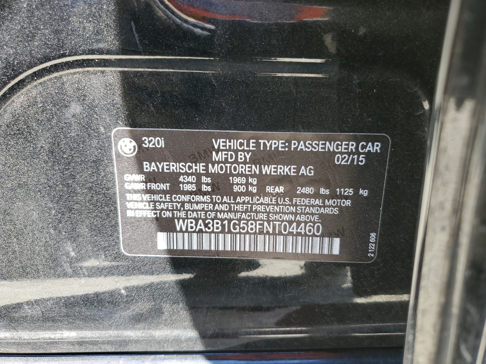 WBA3B1G58FNT04460 2015 BMW 320 I