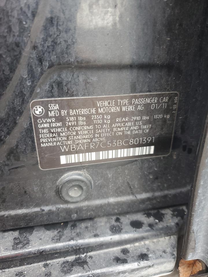 2011 BMW 535 I VIN: WBAFR7C53BC801391 Lot: 63217514