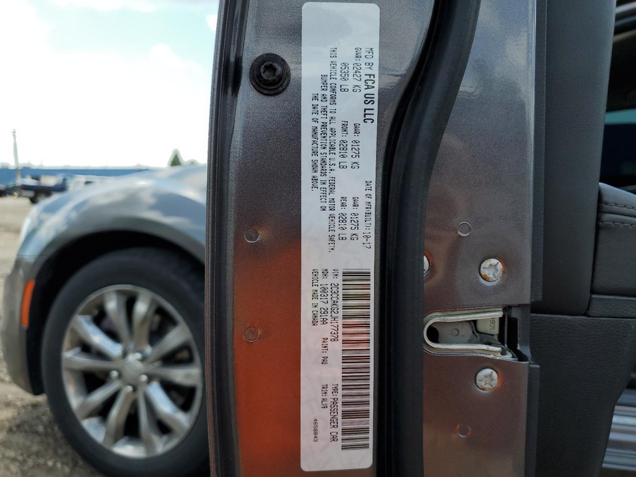 2018 Chrysler 300 Limited VIN: 2C3CCAKG2JH177378 Lot: 62921174