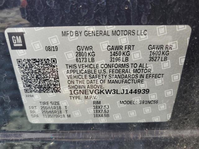 1GNEVGKW3LJ144939 Chevrolet Traverse L 14