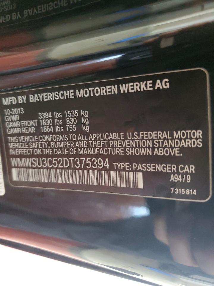 2013 Mini Cooper VIN: WMWSU3C52DT375394 Lot: 65492594