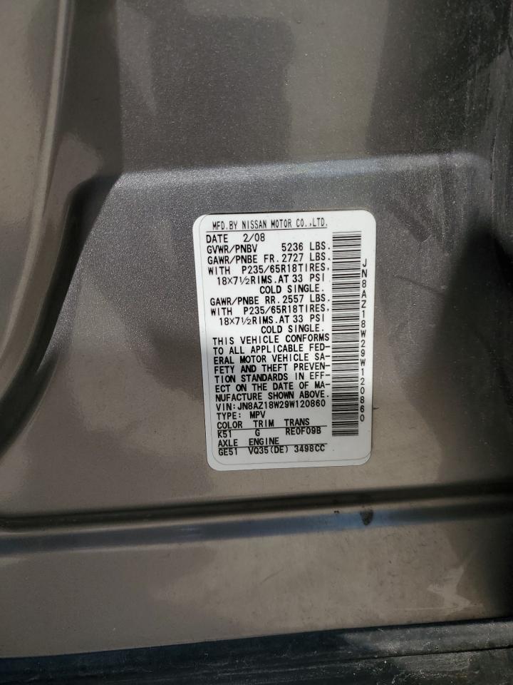 JN8AZ18W29W120860 2009 Nissan Murano S