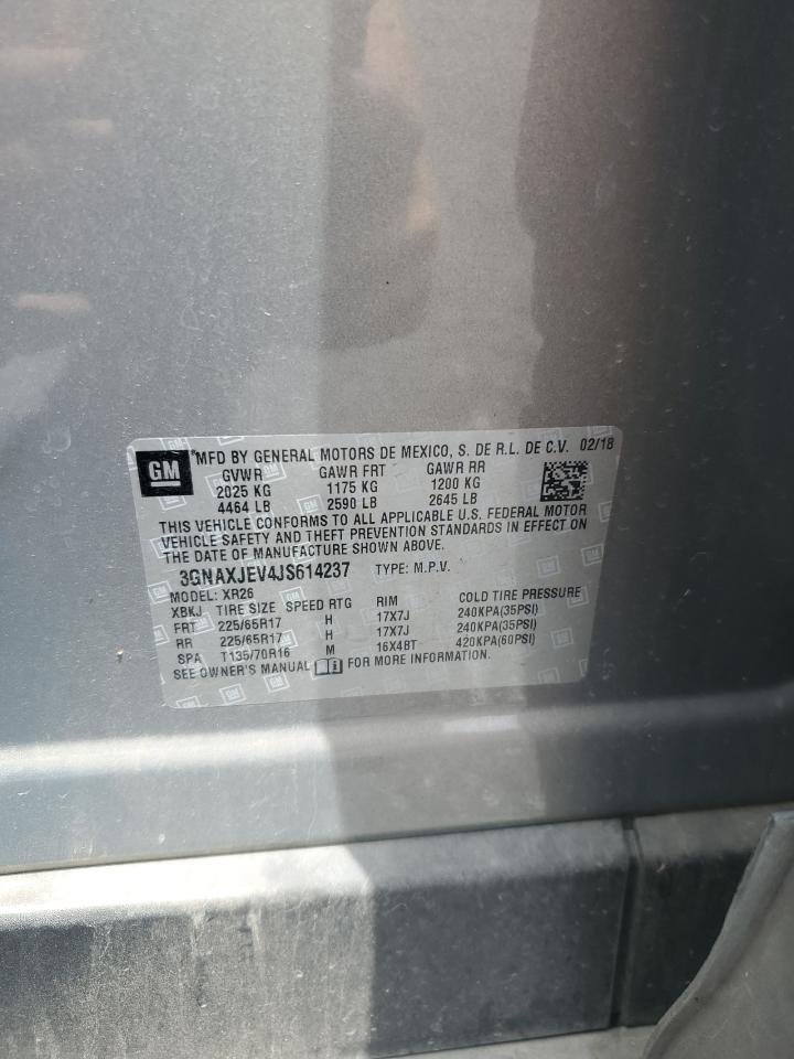 2018 Chevrolet Equinox Lt VIN: 3GNAXJEV4JS614237 Lot: 64437884