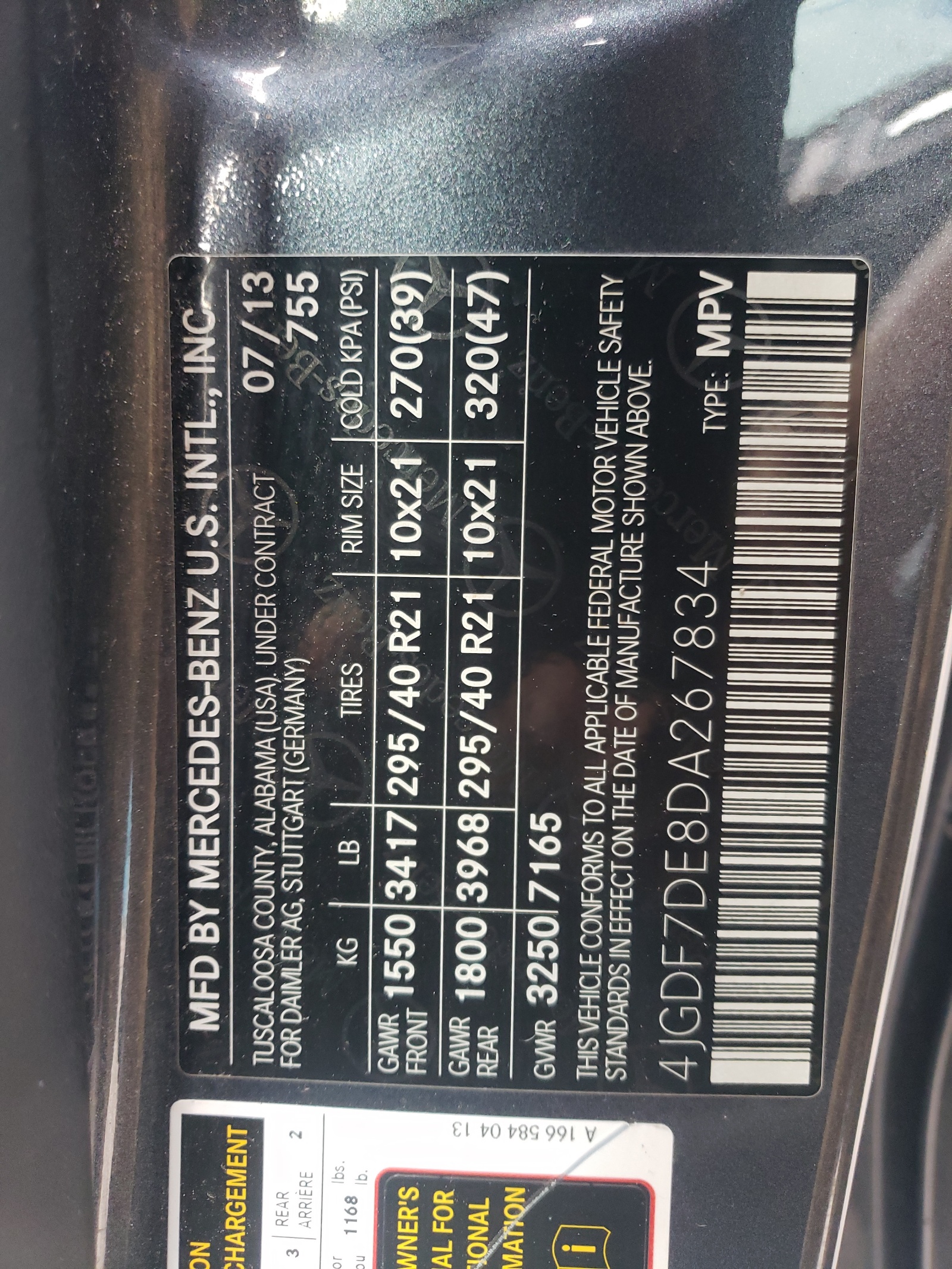 4JGDF7DE8DA267834 2013 Mercedes-Benz Gl 550 4Matic