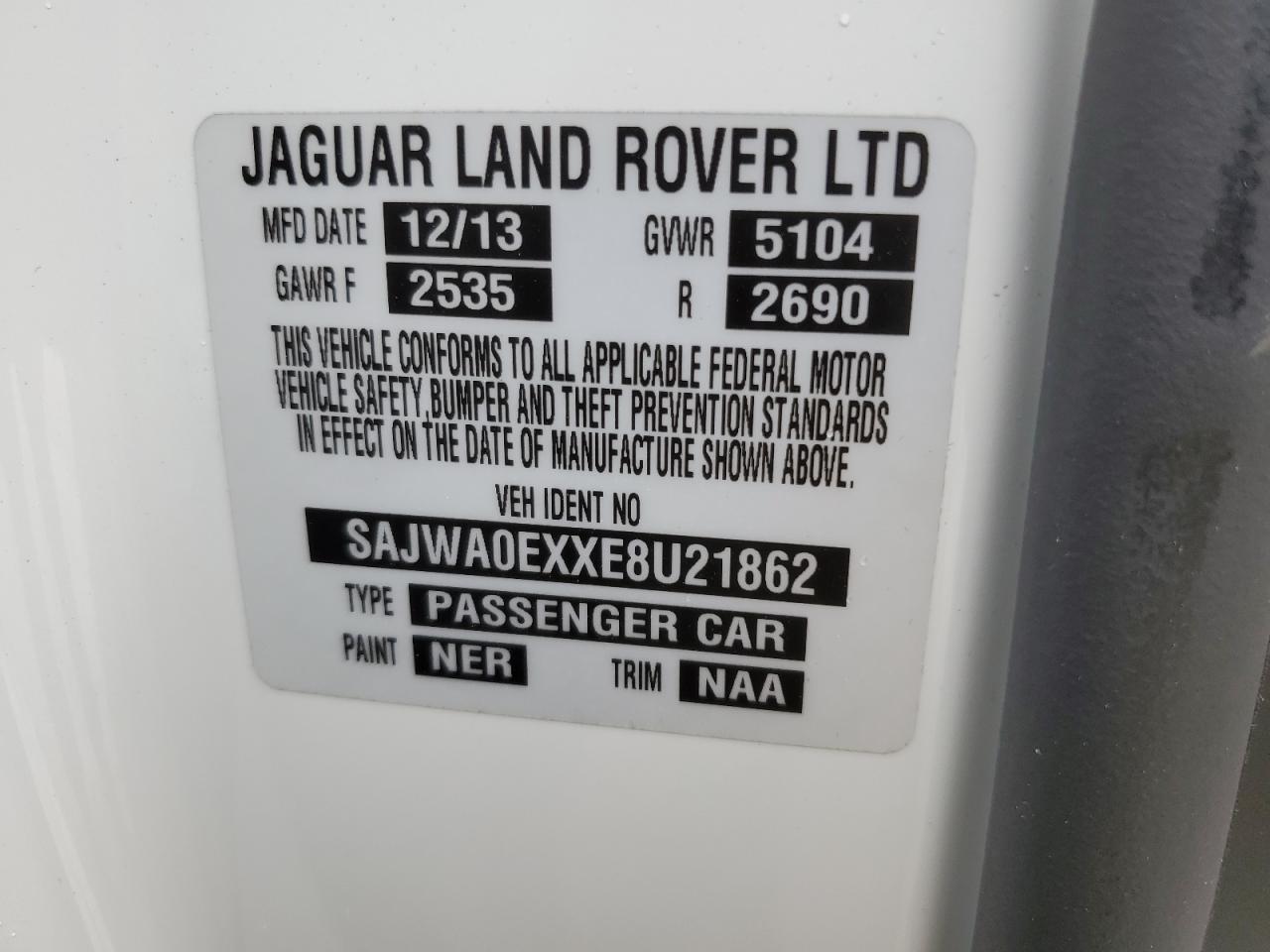 SAJWA0EXXE8U21862 2014 Jaguar Xf