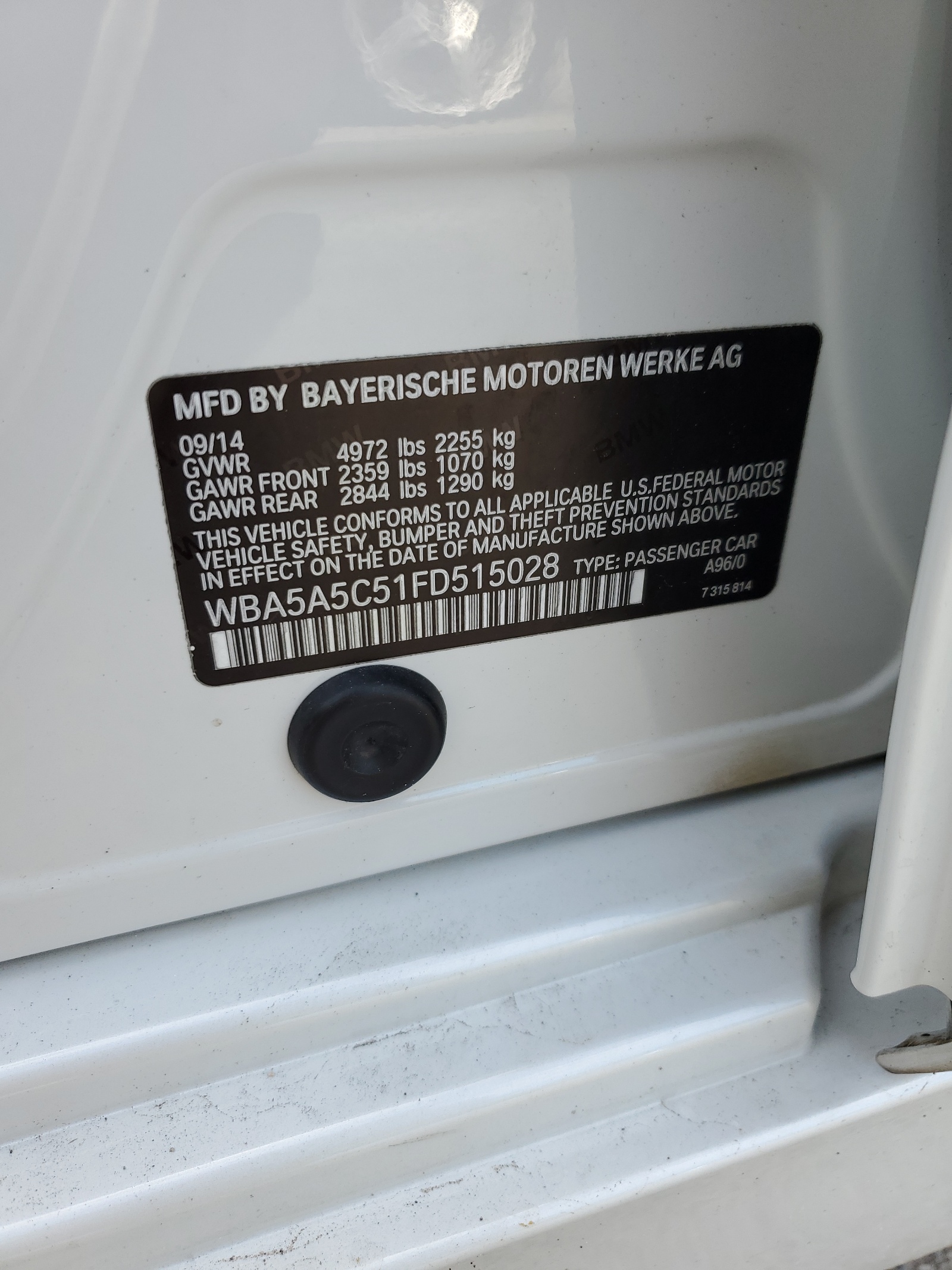 WBA5A5C51FD515028 2015 BMW 528 I