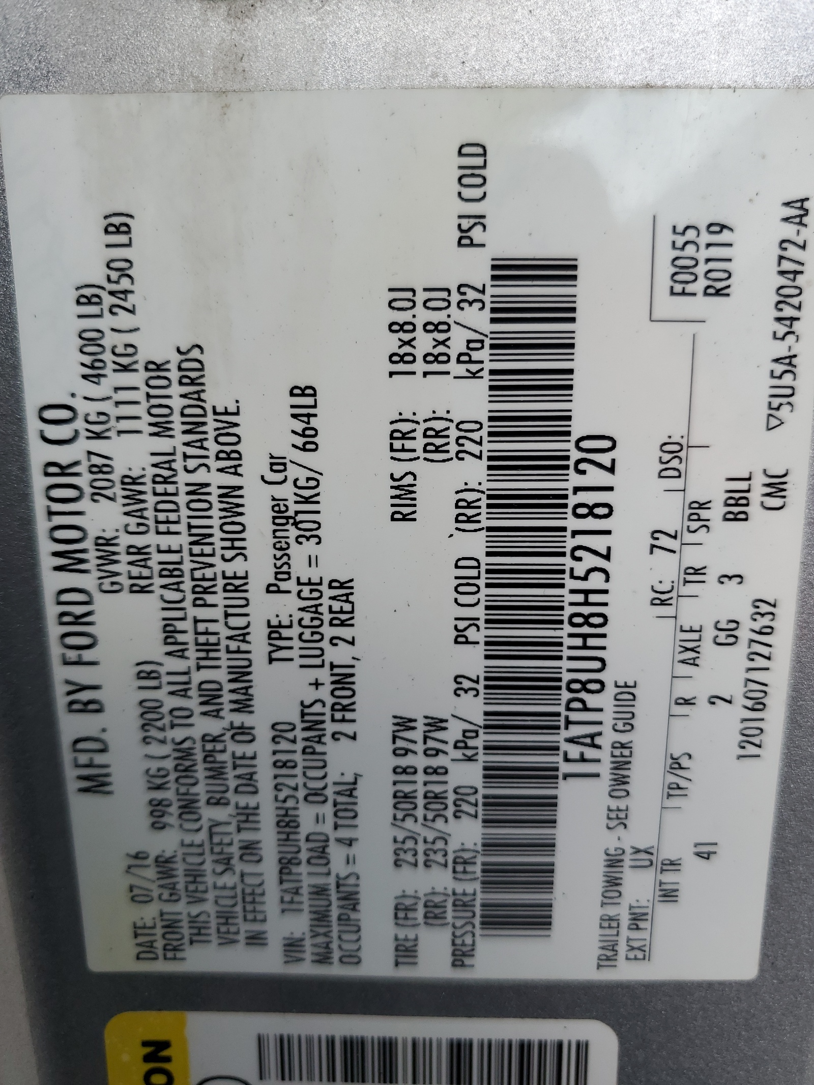 1FATP8UH8H5218120 2017 Ford Mustang