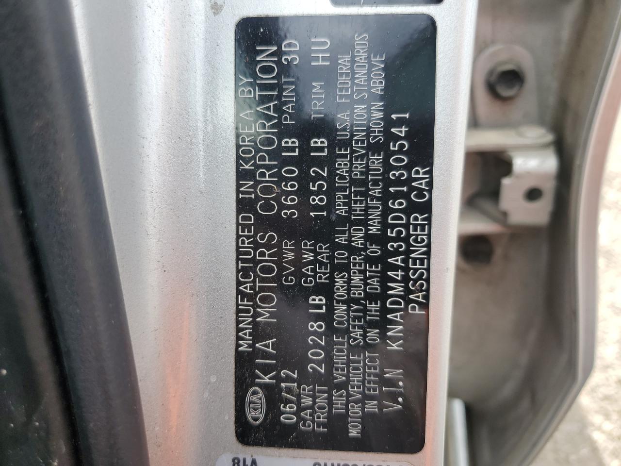 KNADM4A35D6130541 2013 Kia Rio Lx