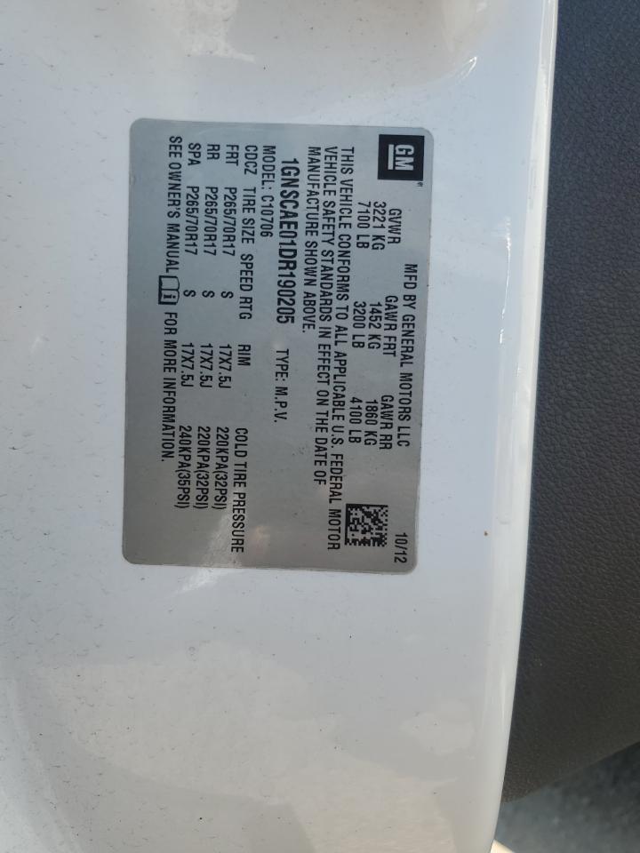 2013 Chevrolet Tahoe C1500 Ls VIN: 1GNSCAE01DR190205 Lot: 62731154