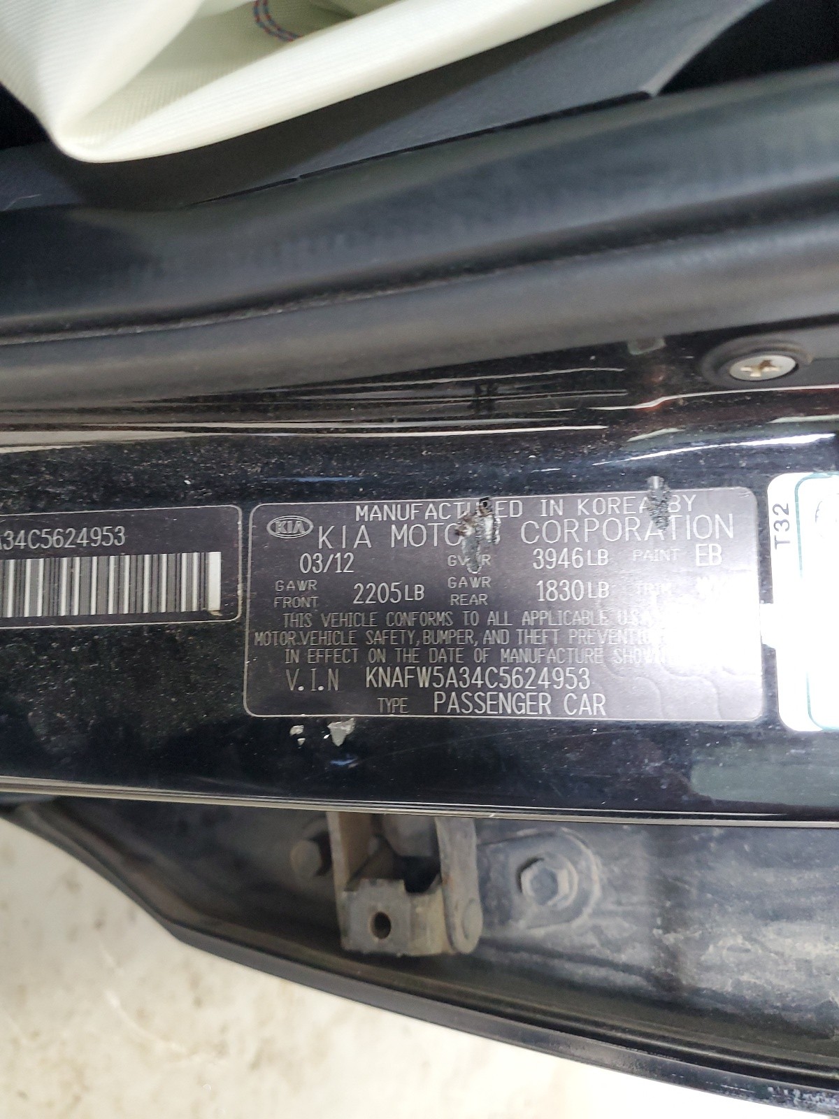 KNAFW5A34C5624953 2012 Kia Forte Sx