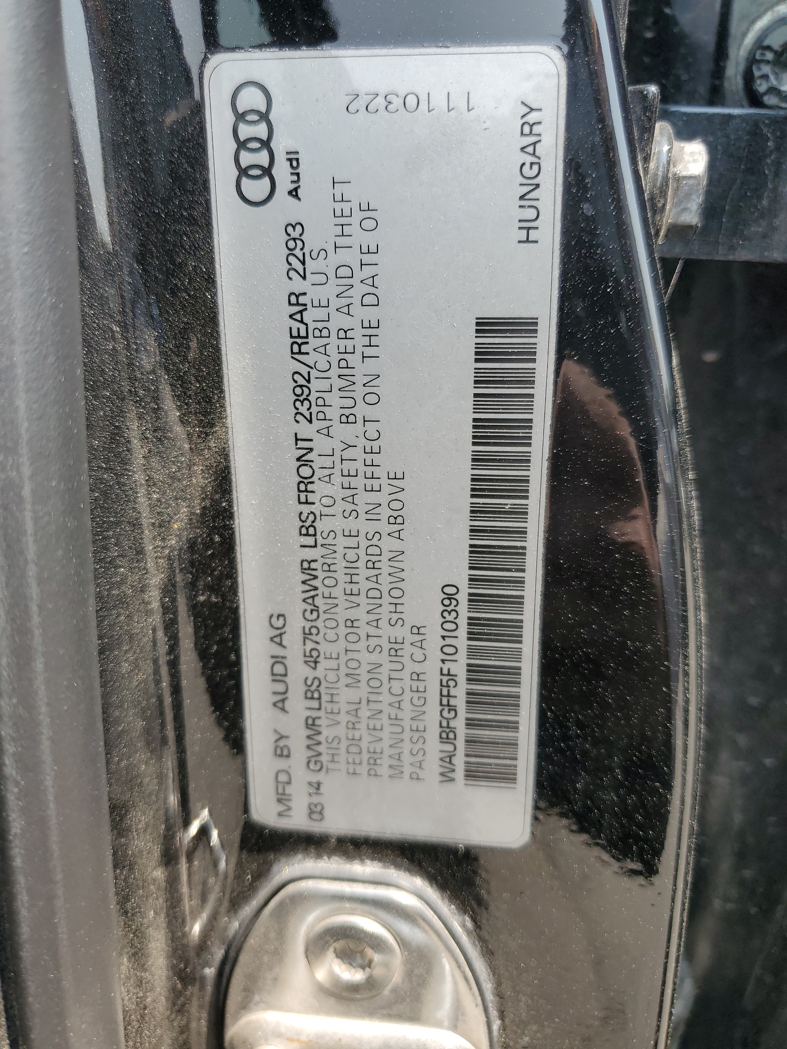 WAUBFGFF5F1010390 2015 Audi A3 Premium