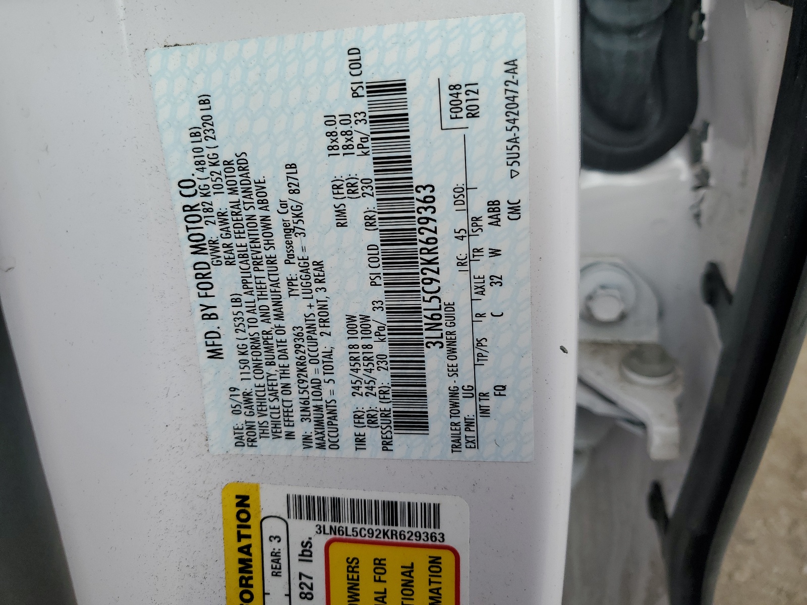 3LN6L5C92KR629363 2019 Lincoln Mkz Reserve I