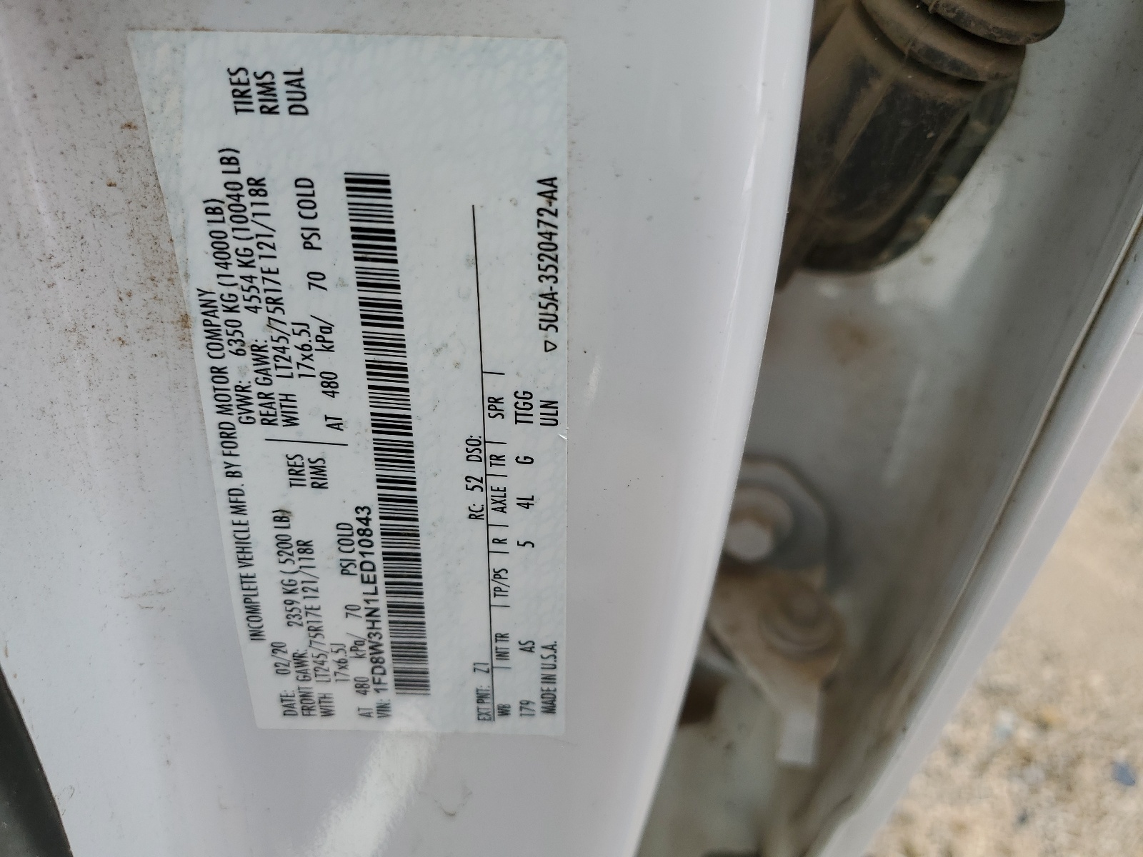 1FD8W3HN1LED10843 2020 Ford F350 Super Duty