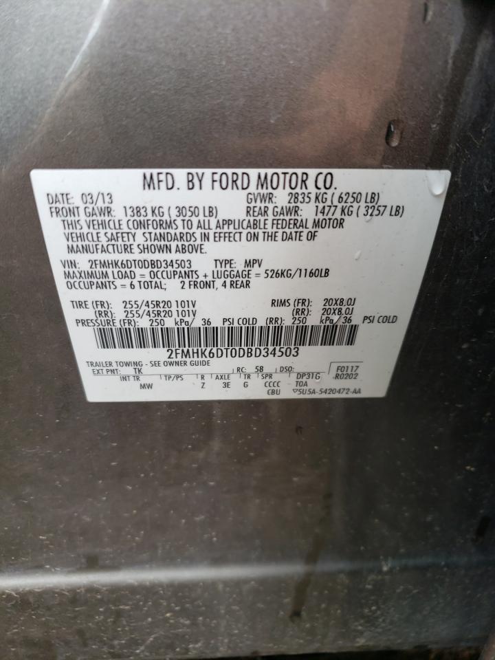 2013 Ford Flex Limited VIN: 2FMHK6DT0DBD34503 Lot: 60028564