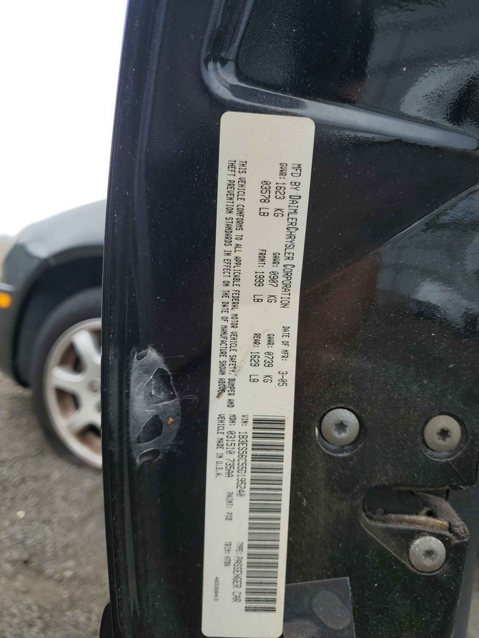 1B3ES56C55D195240 2005 Dodge Neon Sxt