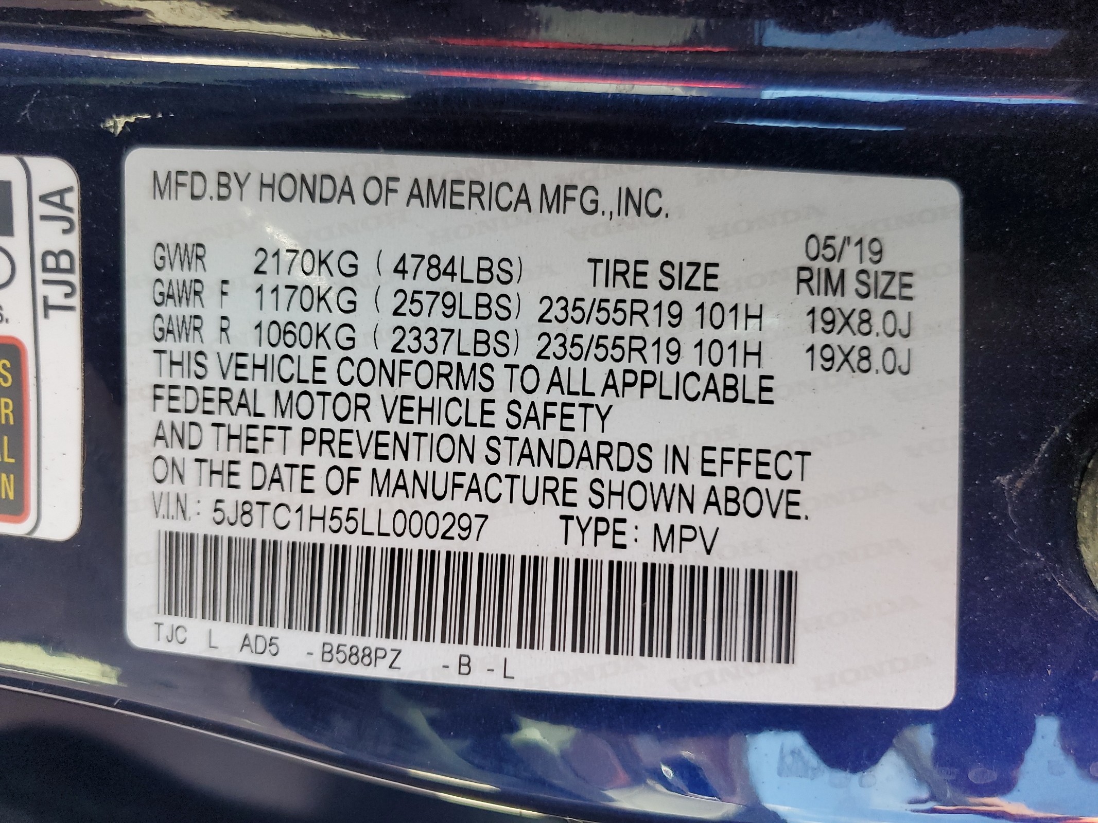 5J8TC1H55LL000297 2020 Acura Rdx Technology