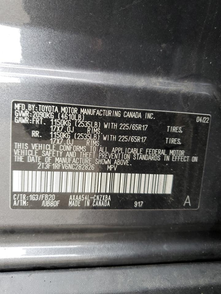 2022 Toyota Rav4 Le VIN: 2T3F1RFV6NC282826 Lot: 63757974