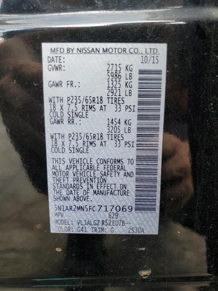 2015 Nissan Pathfinder S VIN: 5N1AR2MN5FC717069 Lot: 64604344