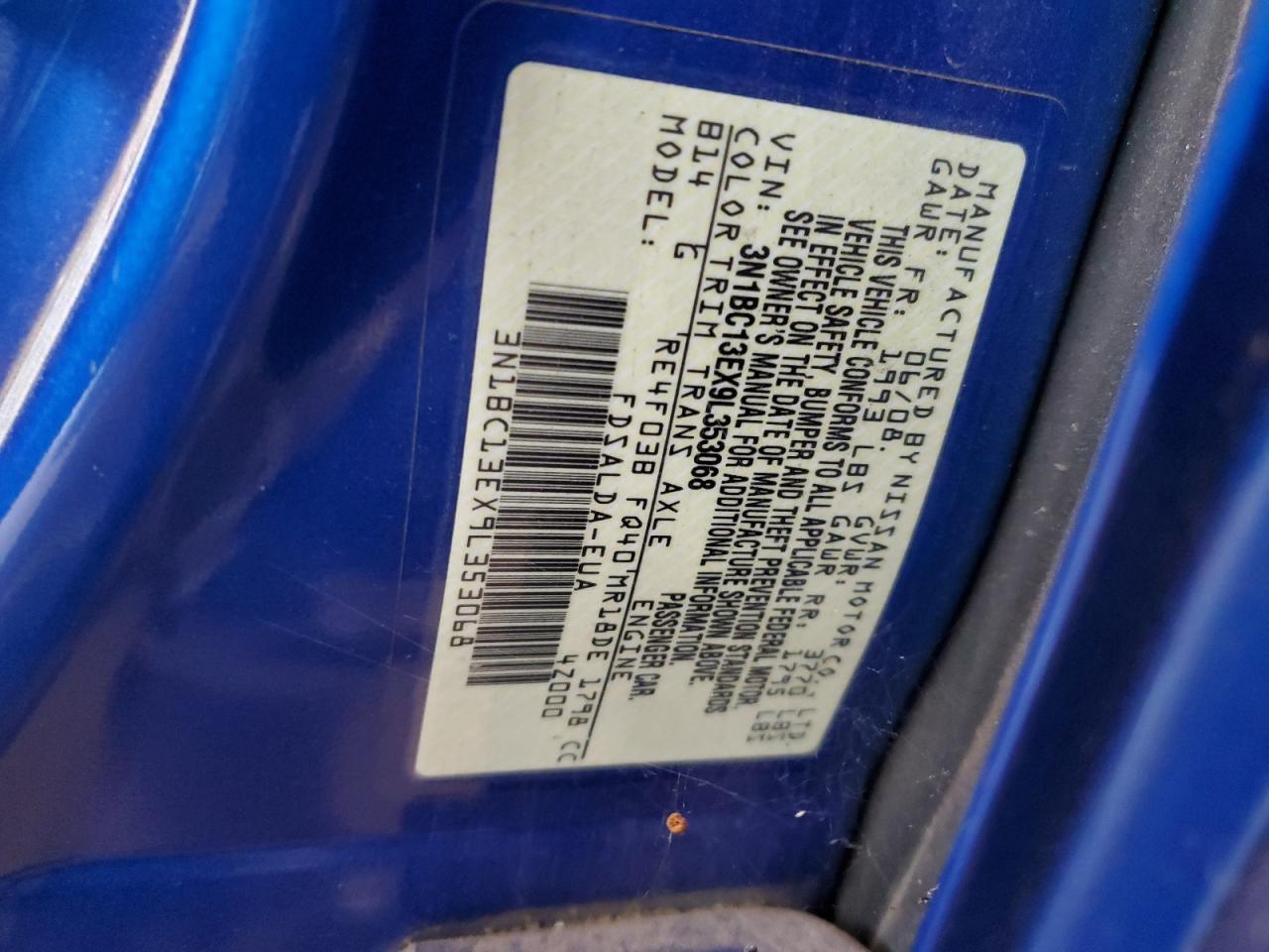 2009 Nissan Versa S VIN: 3N1BC13EX9L353068 Lot: 63812544