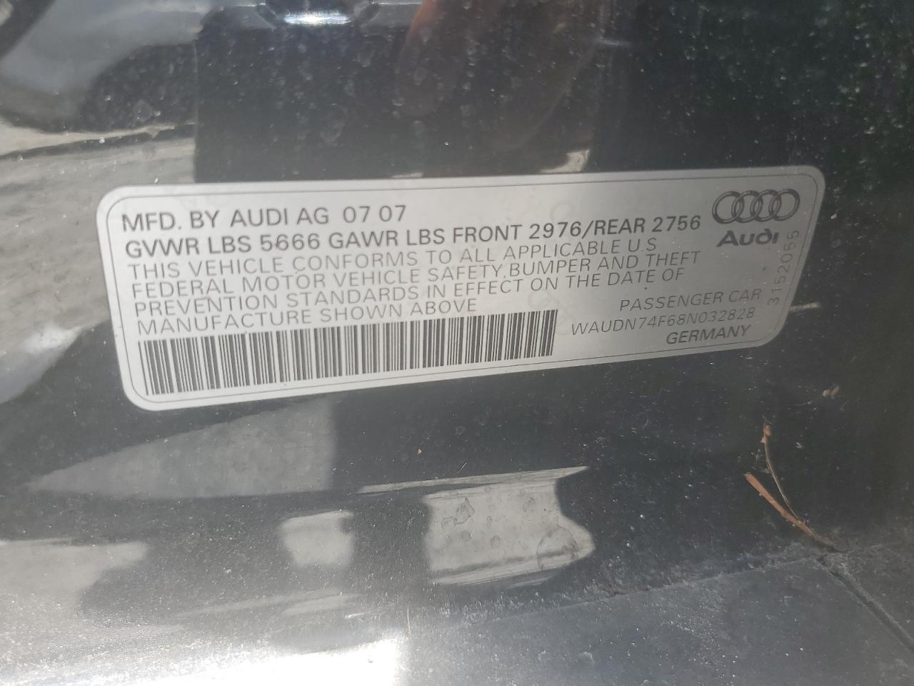 WAUDN74F68N032828 2008 Audi S6 Quattro