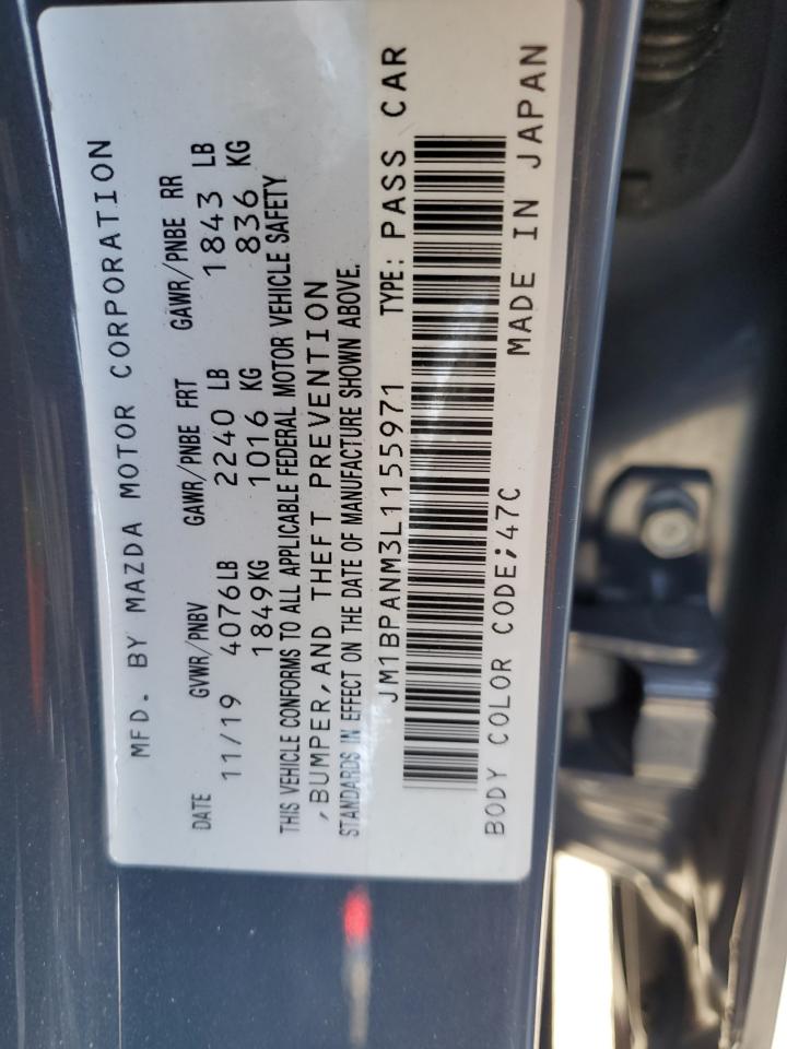 2020 Mazda 3 Premium VIN: JM1BPANM3L1155971 Lot: 64995774