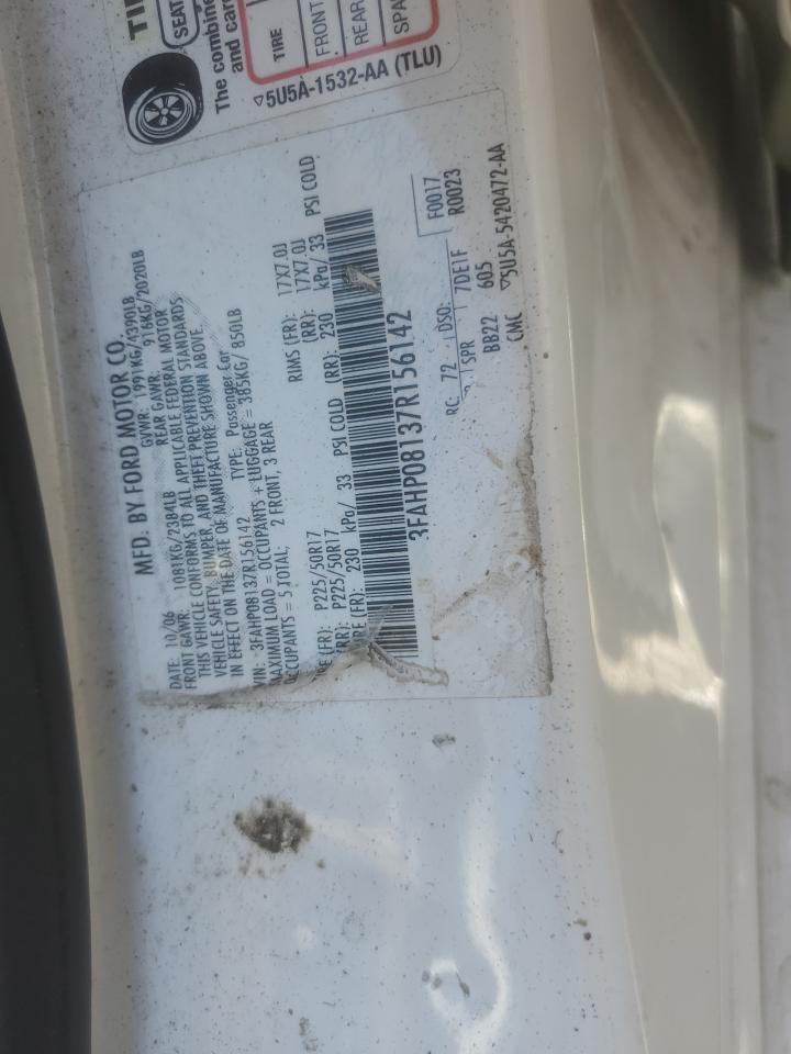 2007 Ford Fusion Sel VIN: 3FAHP08137R156142 Lot: 65158814
