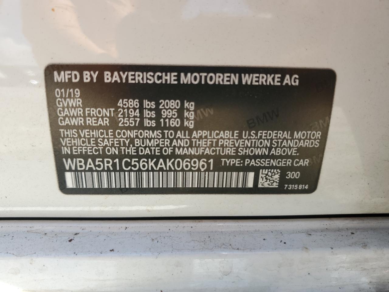 WAB5R1C56KAK06961 2019 BMW 3 SERIES - Image 12