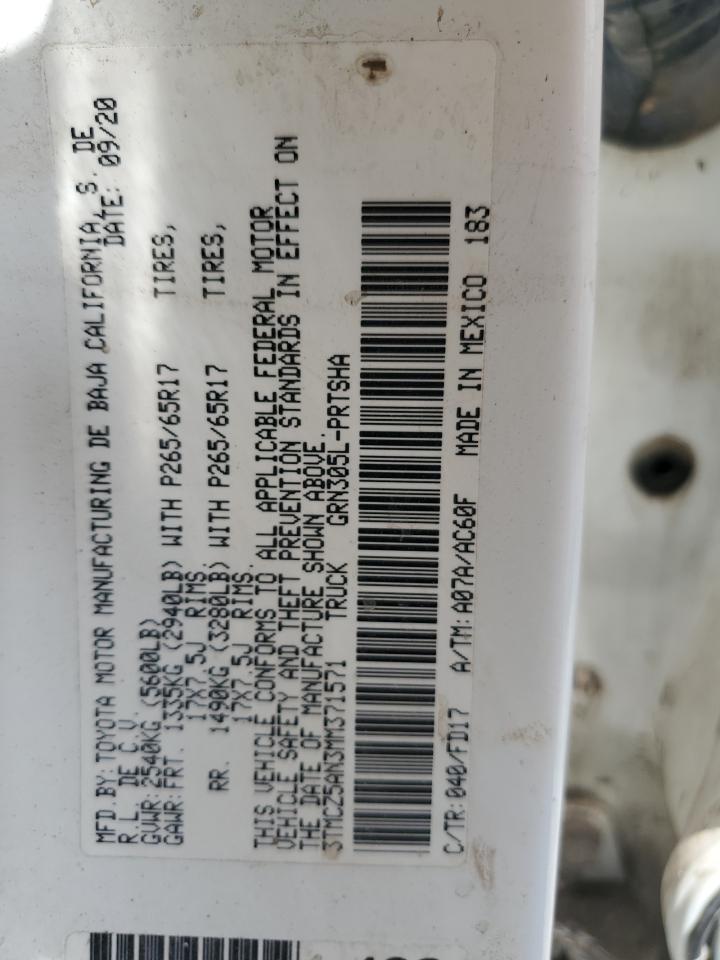 3TMCZ5AN3MM371571 2021 Toyota Tacoma Double Cab