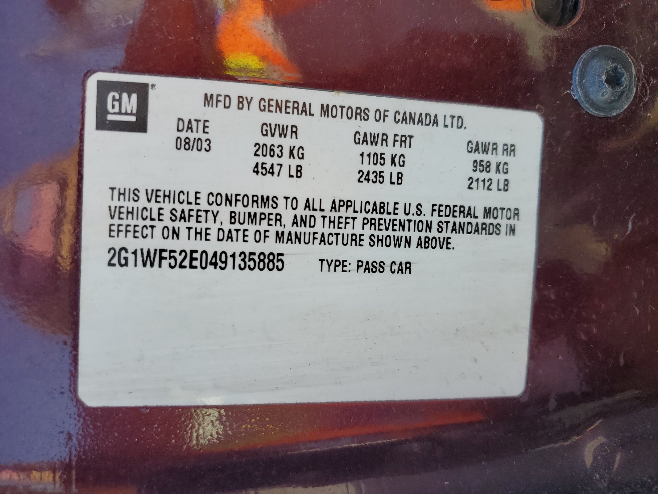 2G1WF52E049135885 2004 Chevrolet Impala