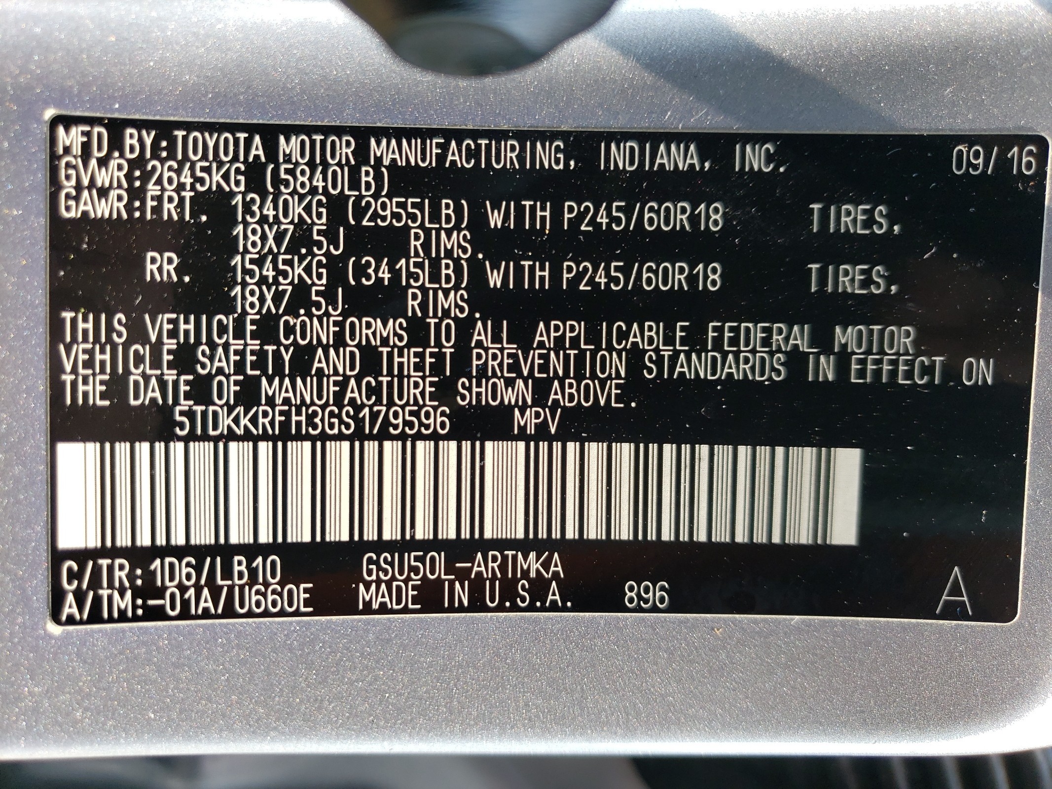 5TDKKRFH3GS179596 2016 Toyota Highlander Xle