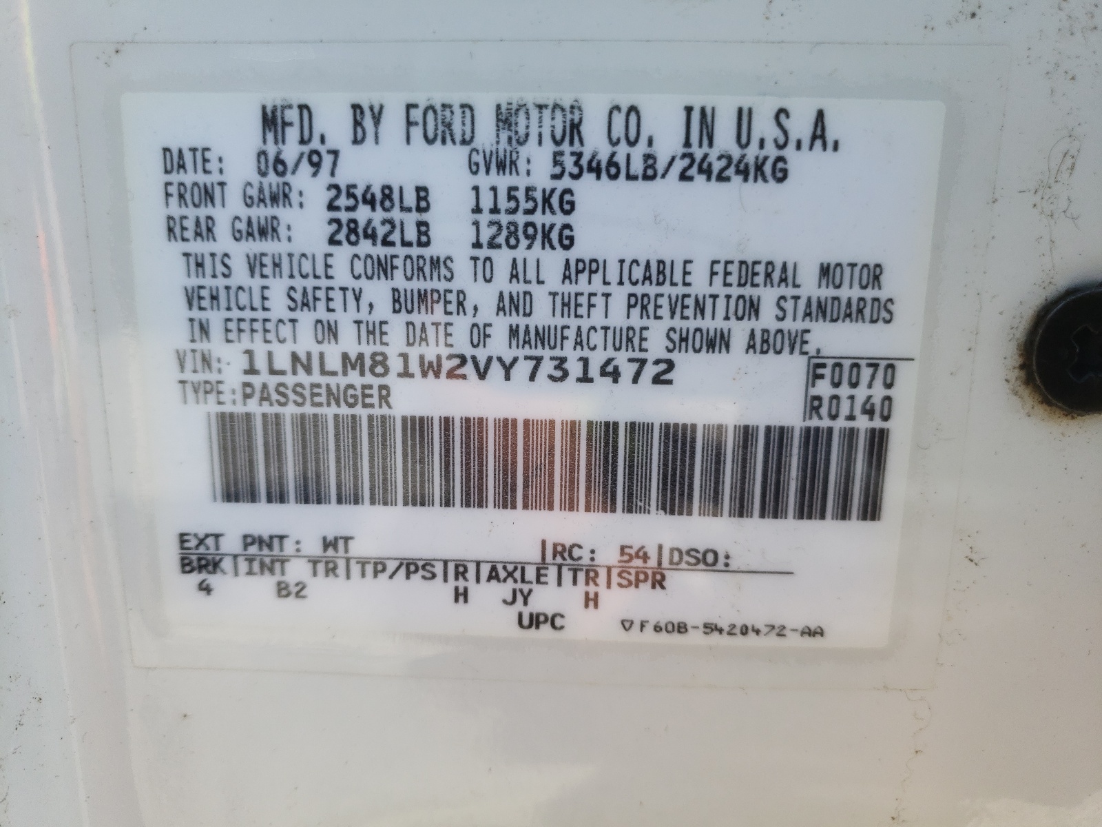 1LNLM81W2VY731472 1997 Lincoln Town Car Executive