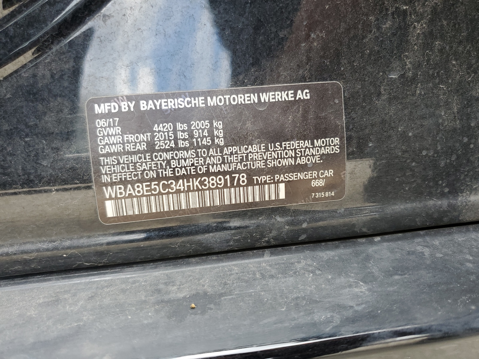 WBA8E5C34HK389178 2017 BMW 328 D