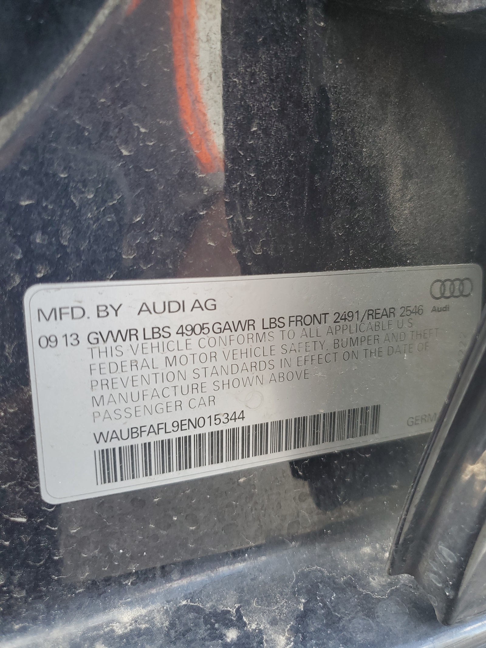 WAUBFAFL9EN015344 2014 Audi A4 Premium