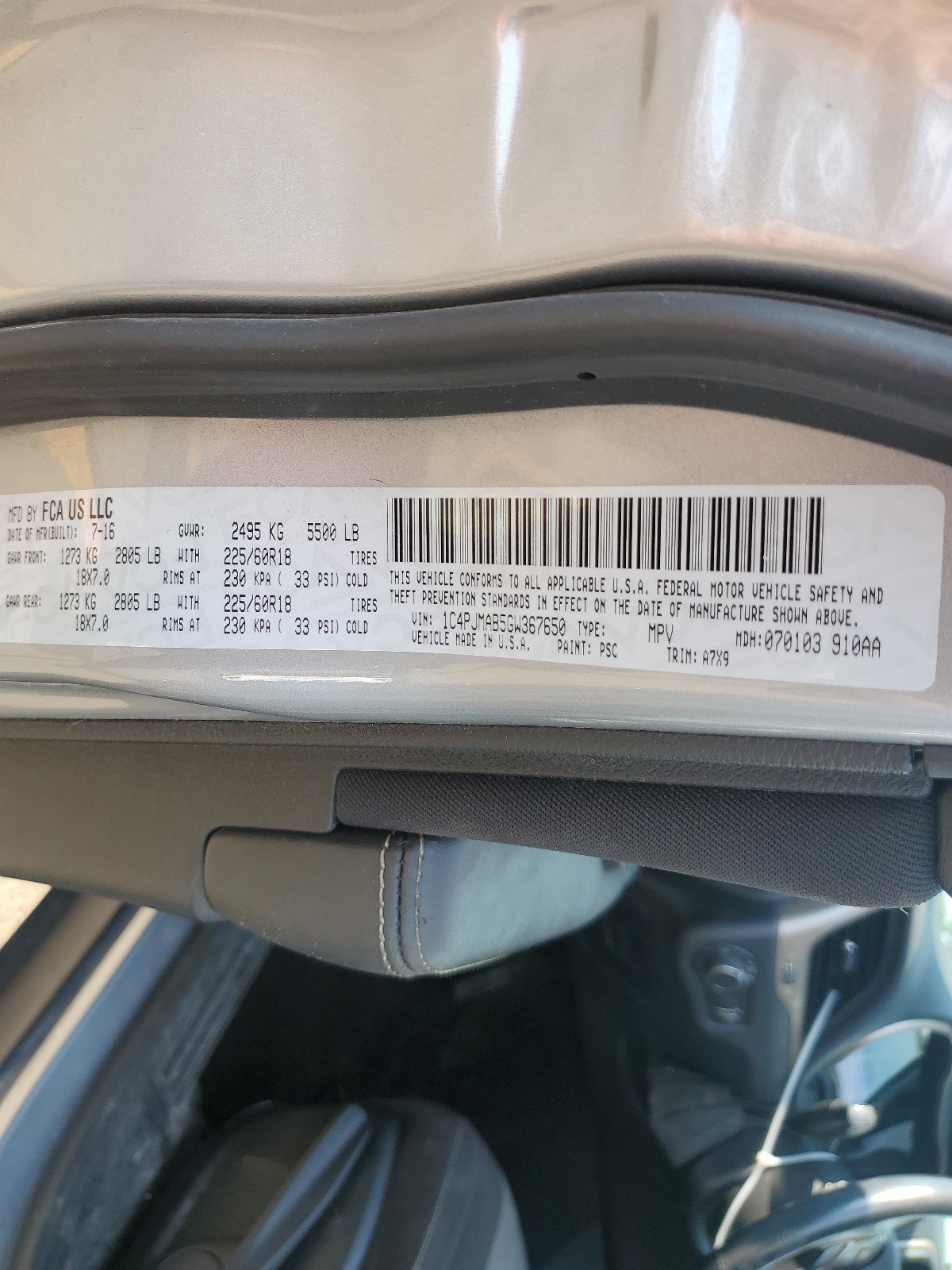 1C4PJMAB5GW367650 2016 Jeep Cherokee Sport